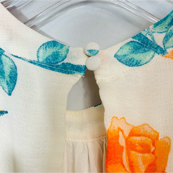 Free People Samantha Lace Up Mini Dress Light Combo XS Floral Chiffon Lace Up - Picture 12 of 16